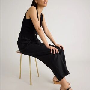 Quince 100% European Linen Wide Leg Pant Black Pull On Pants Size Small